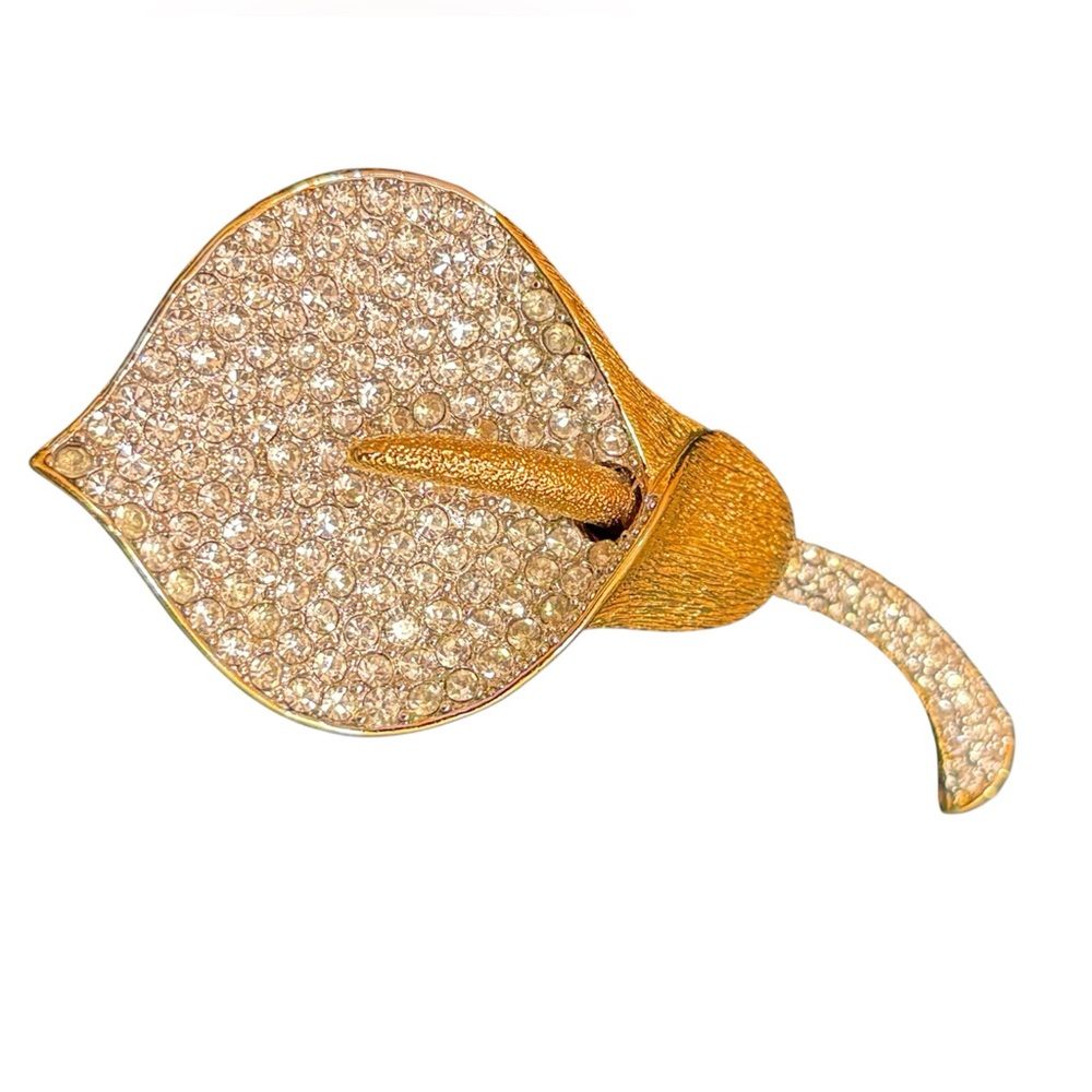 Nolan Miller Goldtone and Crystal Calla Lily Brooch
